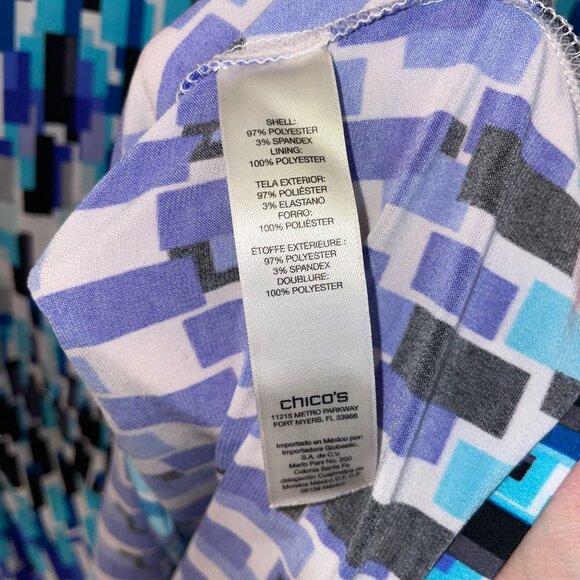 Chicos Geometric Print Dress Size 12/L Polyester/Spandex - Picture 4 of 10